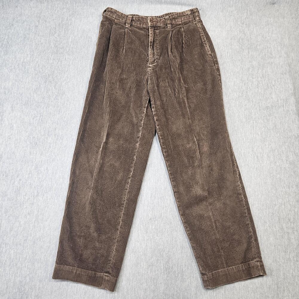 Vintage Abercrombie & Fitch Pants Mens 32x30 Brown Corduroy Chino Pleated